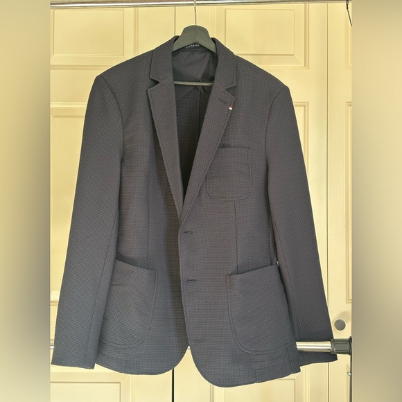 Zara Man Navy Blue Textured Blazer – Size 44R (Medium) - Picture 2 of 7